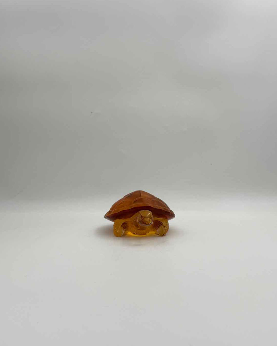 Lalique Caroline Amber Glass Turtle Figurine France Crystal Decor