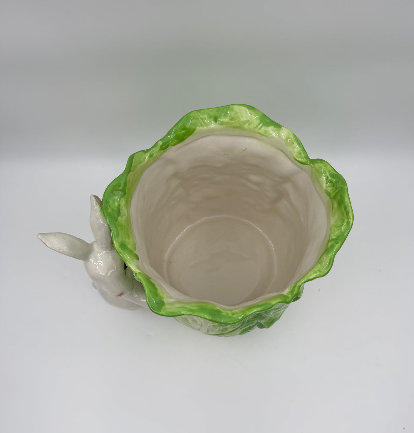 Raz Imports 2024 The Carrot Patch 9" Green Cabbage Container with Bunny – Charming Easter Decor