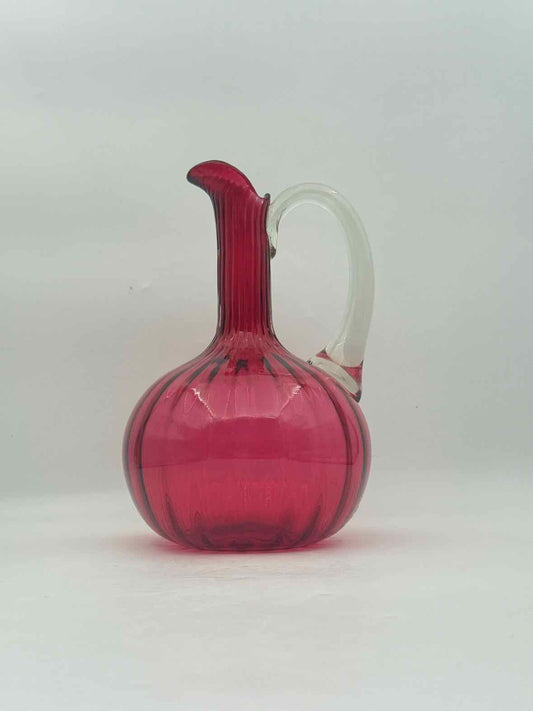 Victorian Handblown Cranberry Glass Pitcher