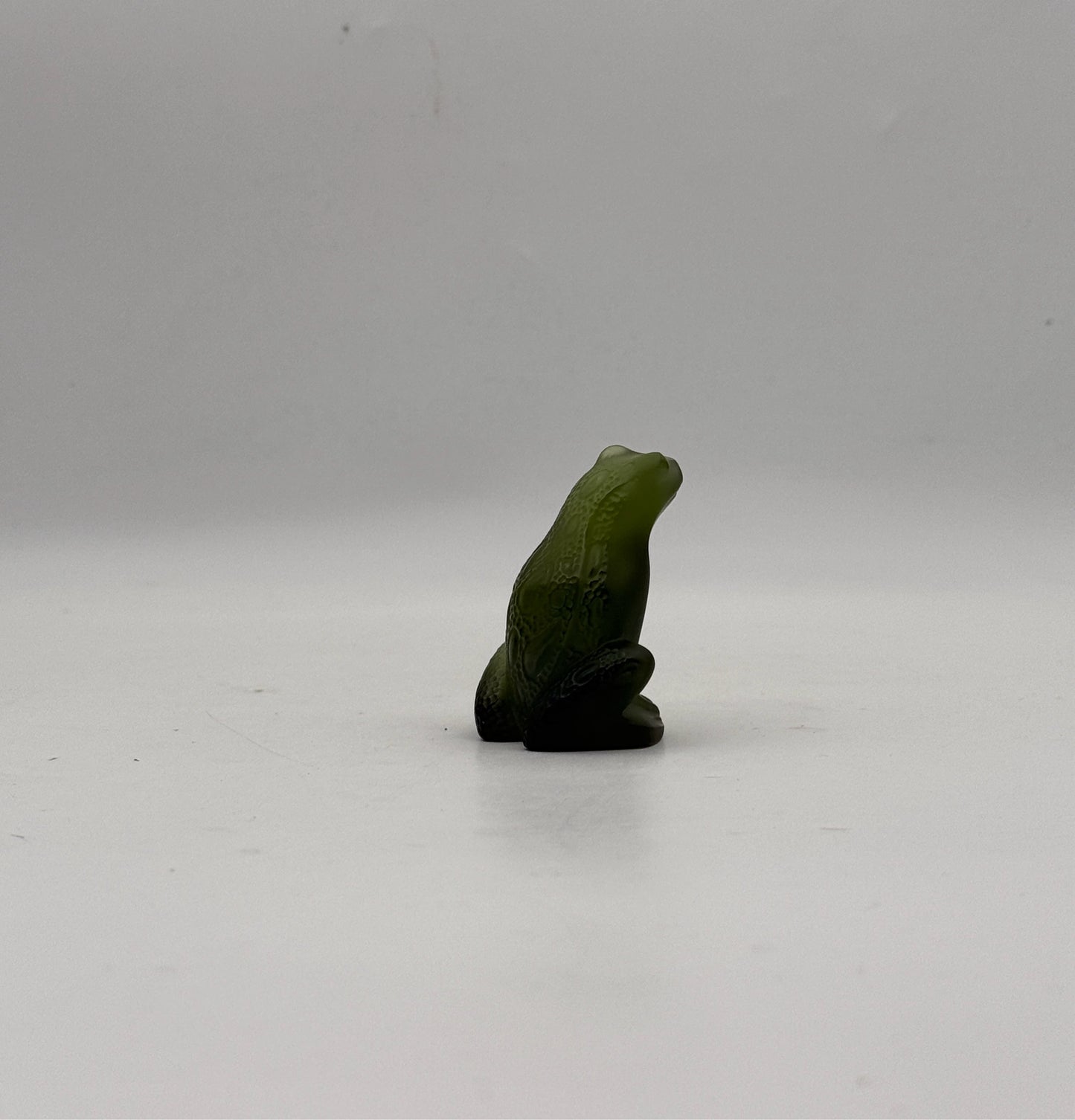Lalique Green Rainette Frog Figurine With Box