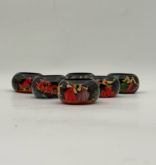 Handpainted Russian Folk Art Lacquer Napkin Rings