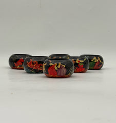Handpainted Russian Folk Art Lacquer Napkin Rings