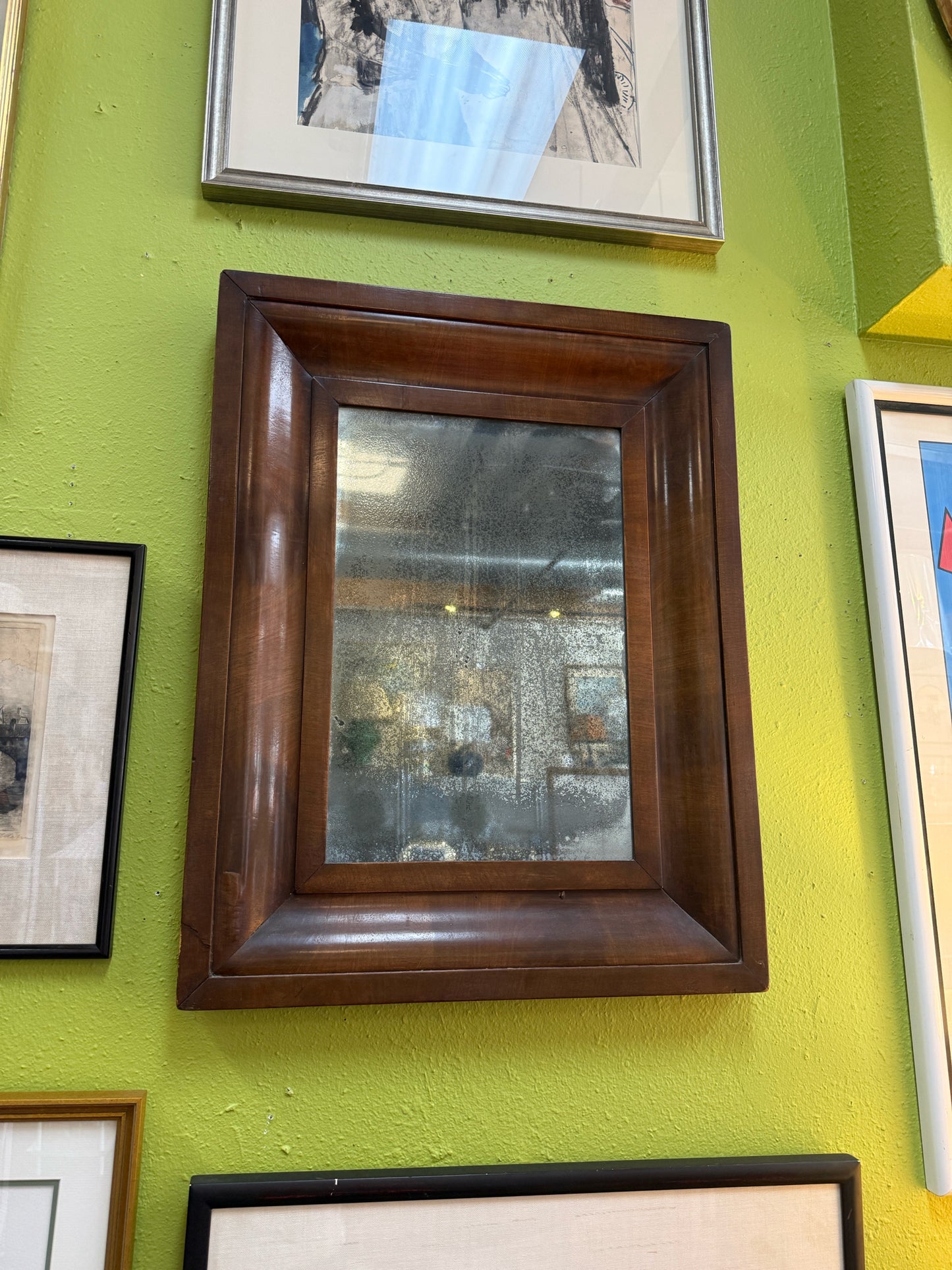 Vintage Distressed Mirror With Wooden Frame