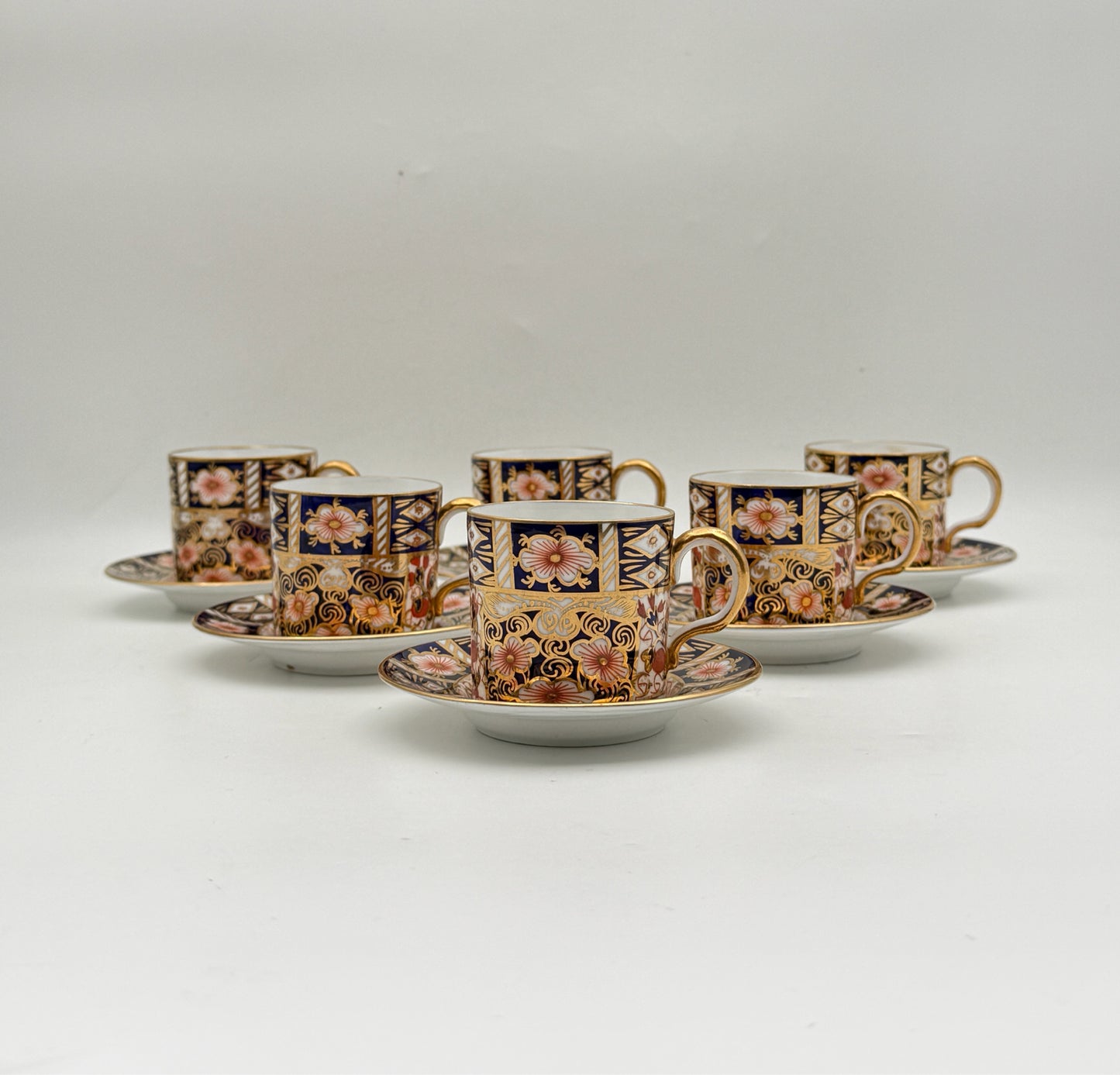Royal Crown Derby Traditional Imari Demitasse Cups And Saucers- Set Of 6