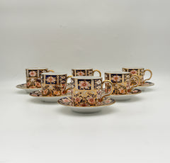 Royal Crown Derby Traditional Imari Demitasse Cups And Saucers- Set Of 6