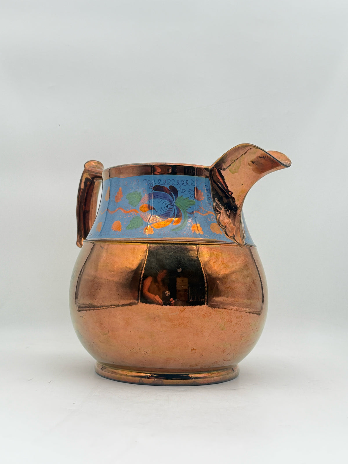 Early English Copper Lustreware Pitcher