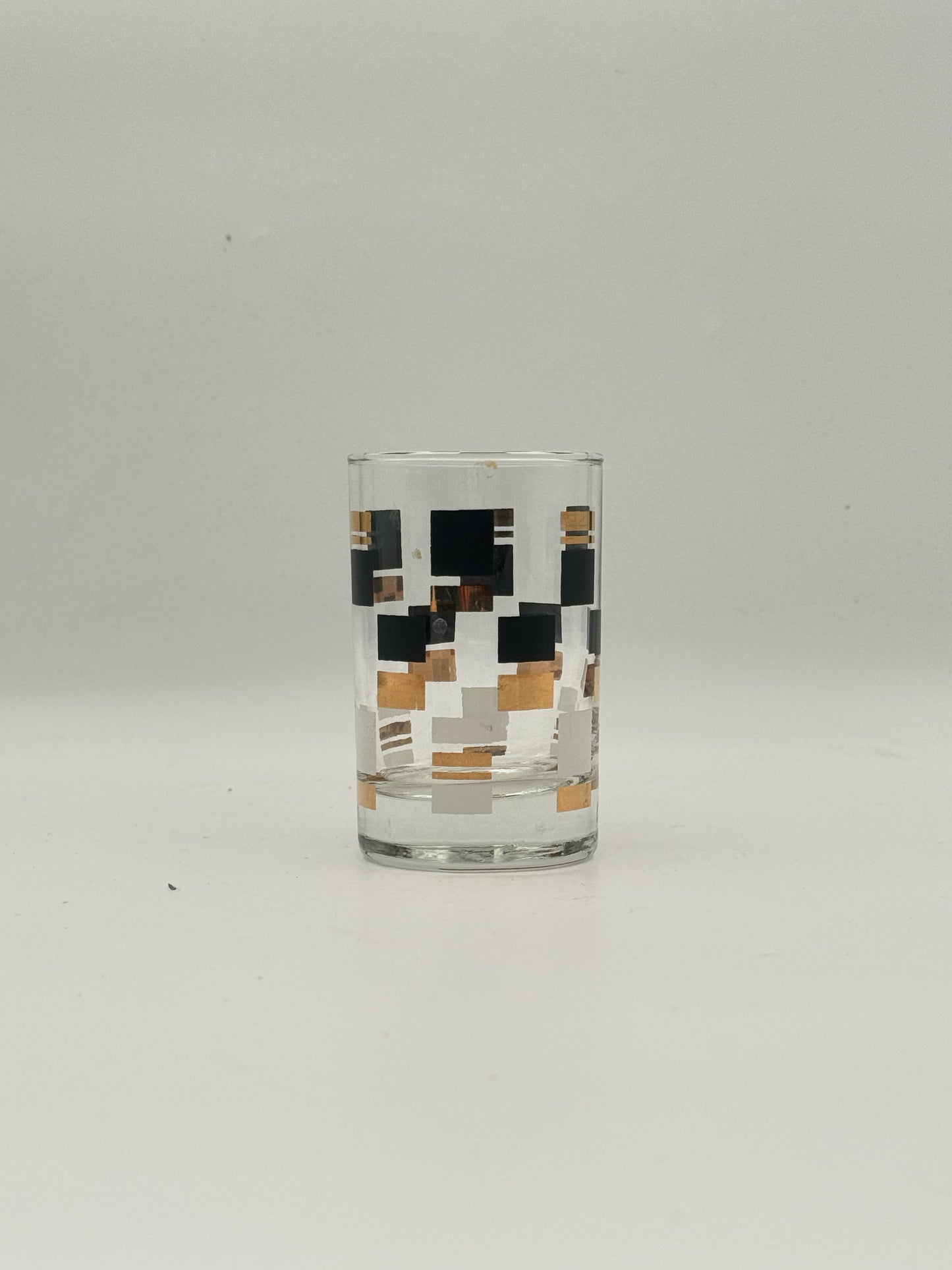 Midcentury Black And Gold Juice Glasses- Set Of Five