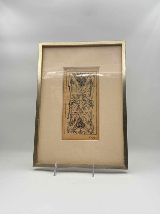Vintage Framed Ink Drawing By d'Harry