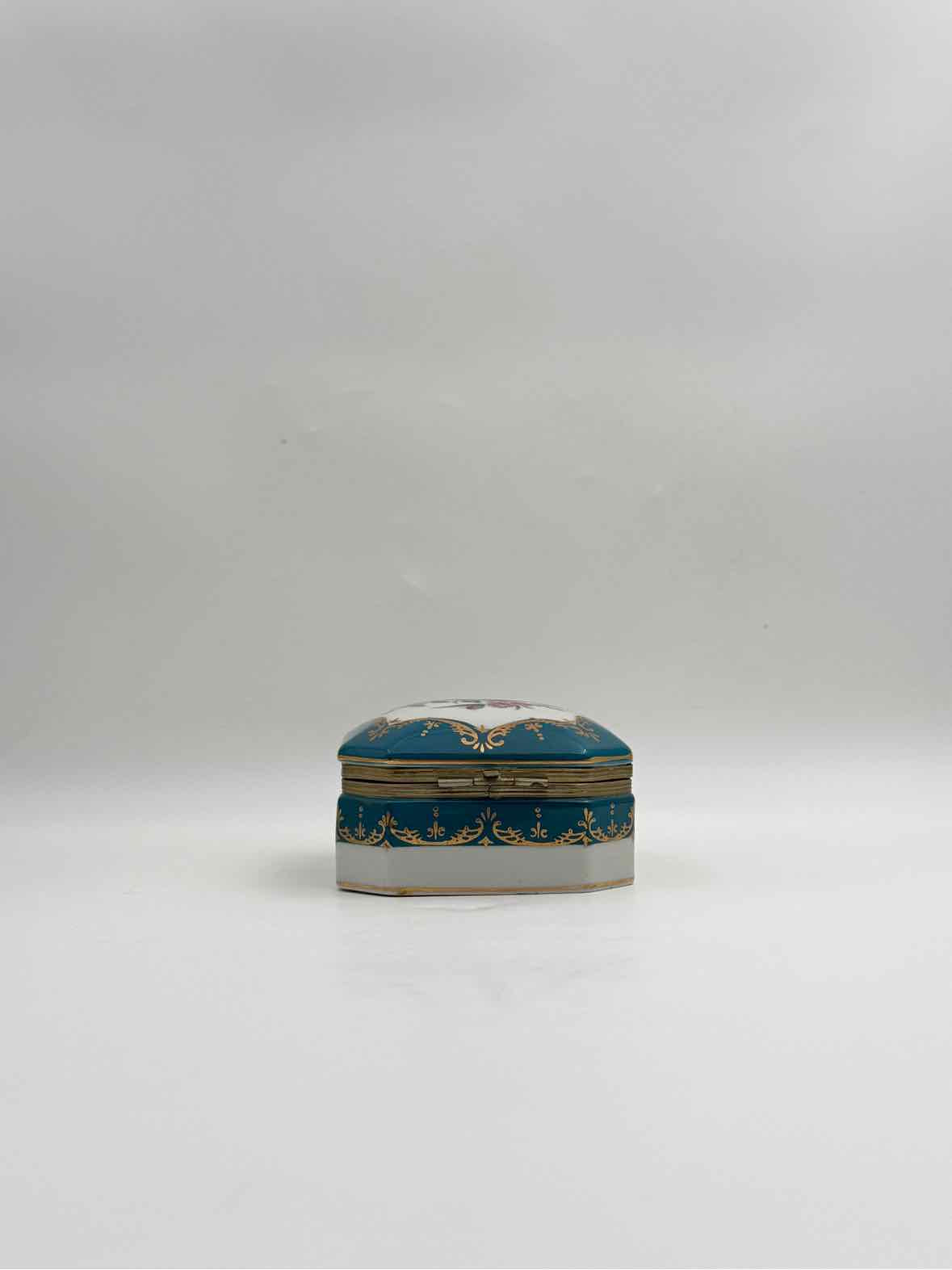 Vintage Turquoise Floral Trinket Box