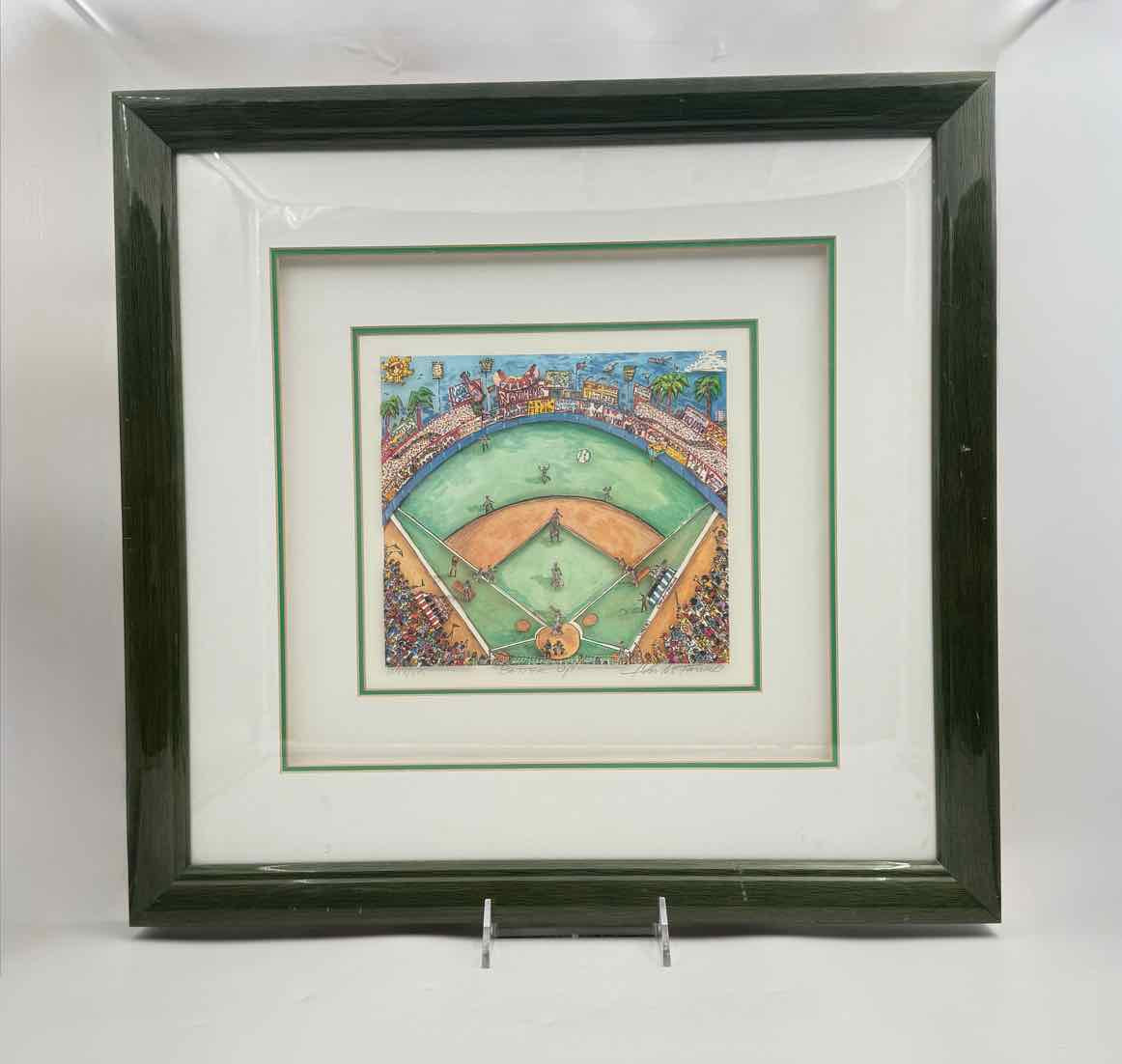 Charles Fazzino Batter Up Framed 3D Serigraph 1995 Art