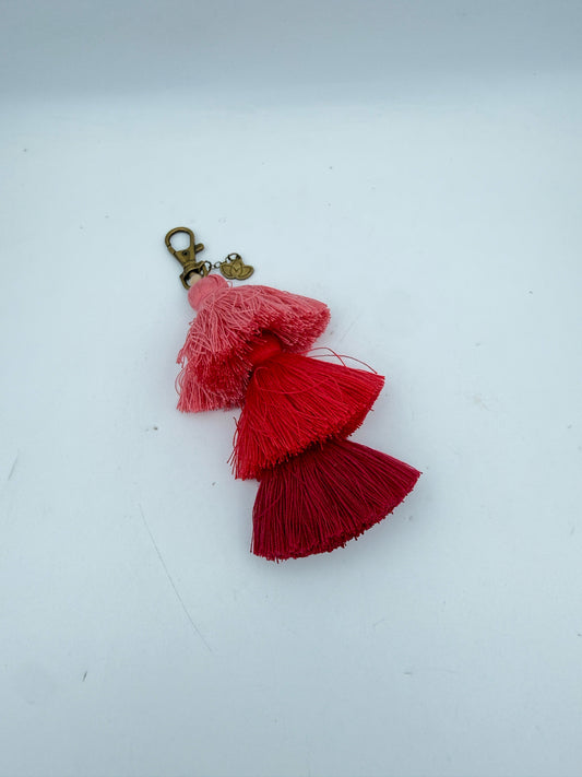 Pink And Red Tassel Bag Charm