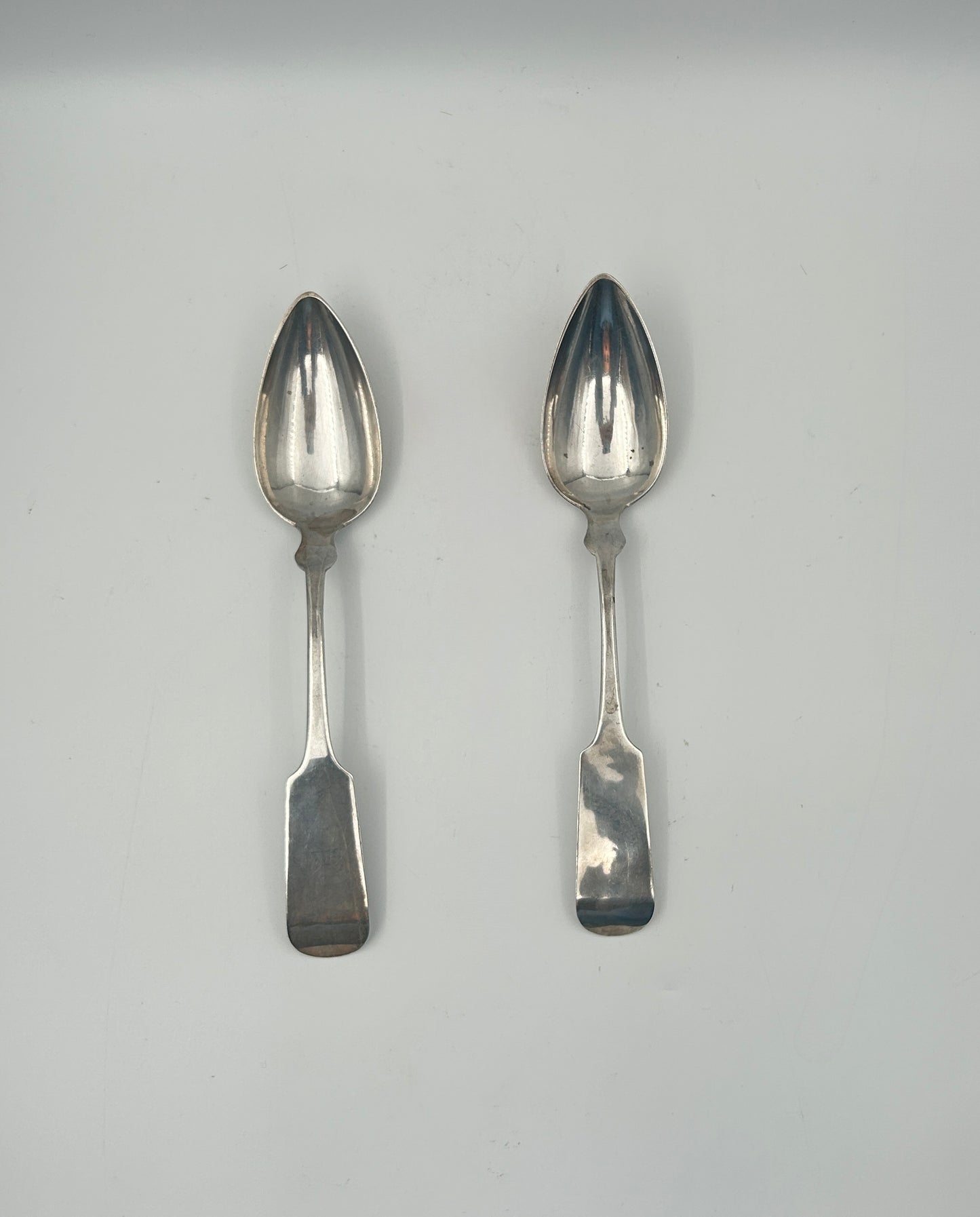 Pair of Antique Coin Silver Spoons – Brown & Kirby New Haven – c. 1850 American Flatware