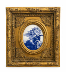 Victorian Framed Blue And White 