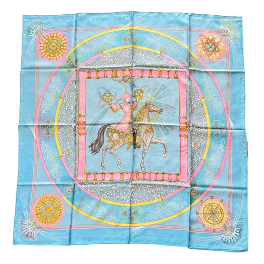 Hermès “Feux d’Artifice” Silk Scarf – Michel Duchene, Blue & Pink