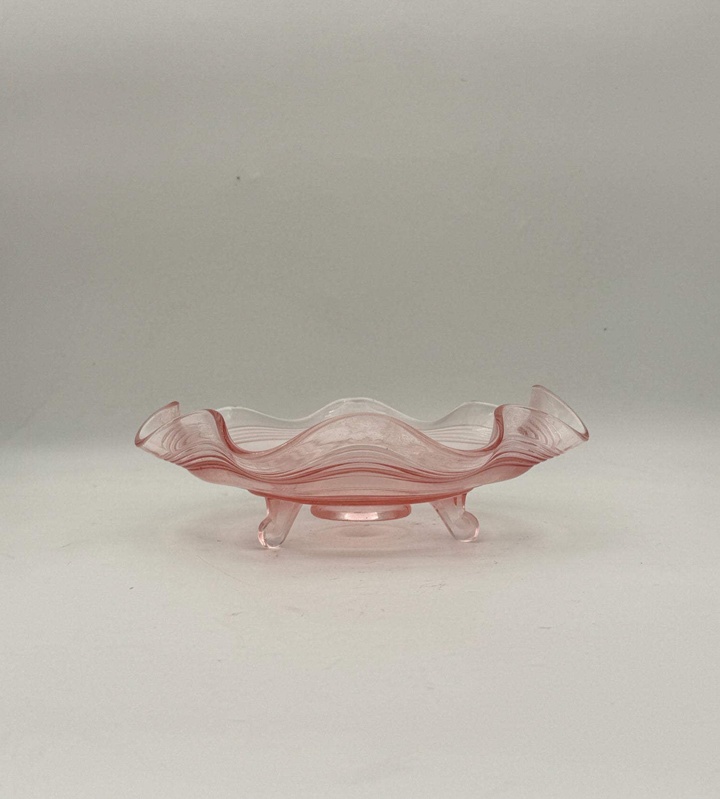 Vintage Anchor Hocking Pink 3 Footed Candy Nut Dish