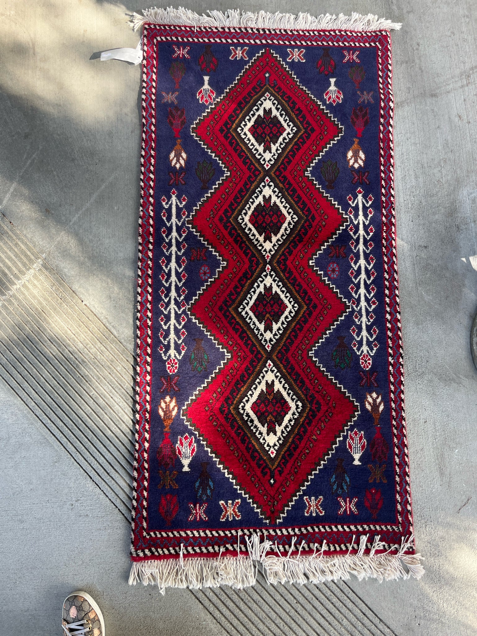 Vintage Shiraz Hand Knotted Wool Rug Tribal Persian Runner Carpet