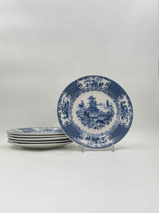 Allertons Blue And White Set Of 6 Dessert Plates