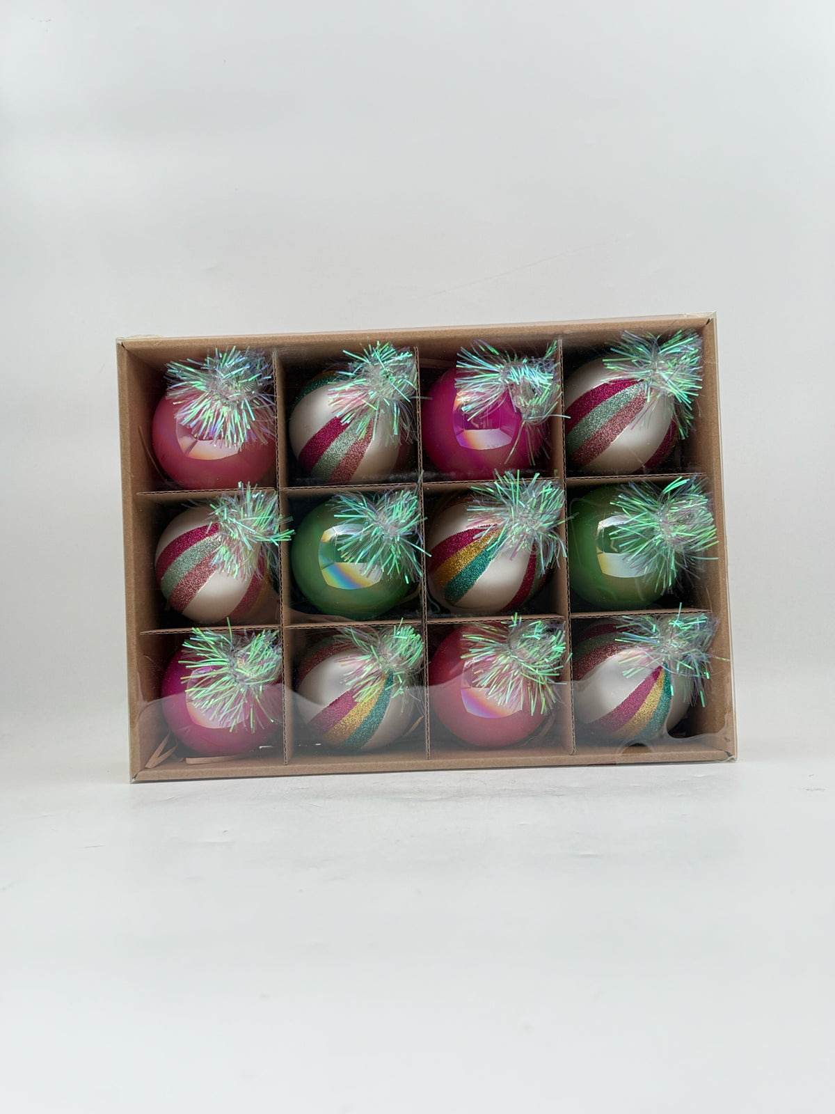 Multicolor Glass Ornaments- Set Of 12