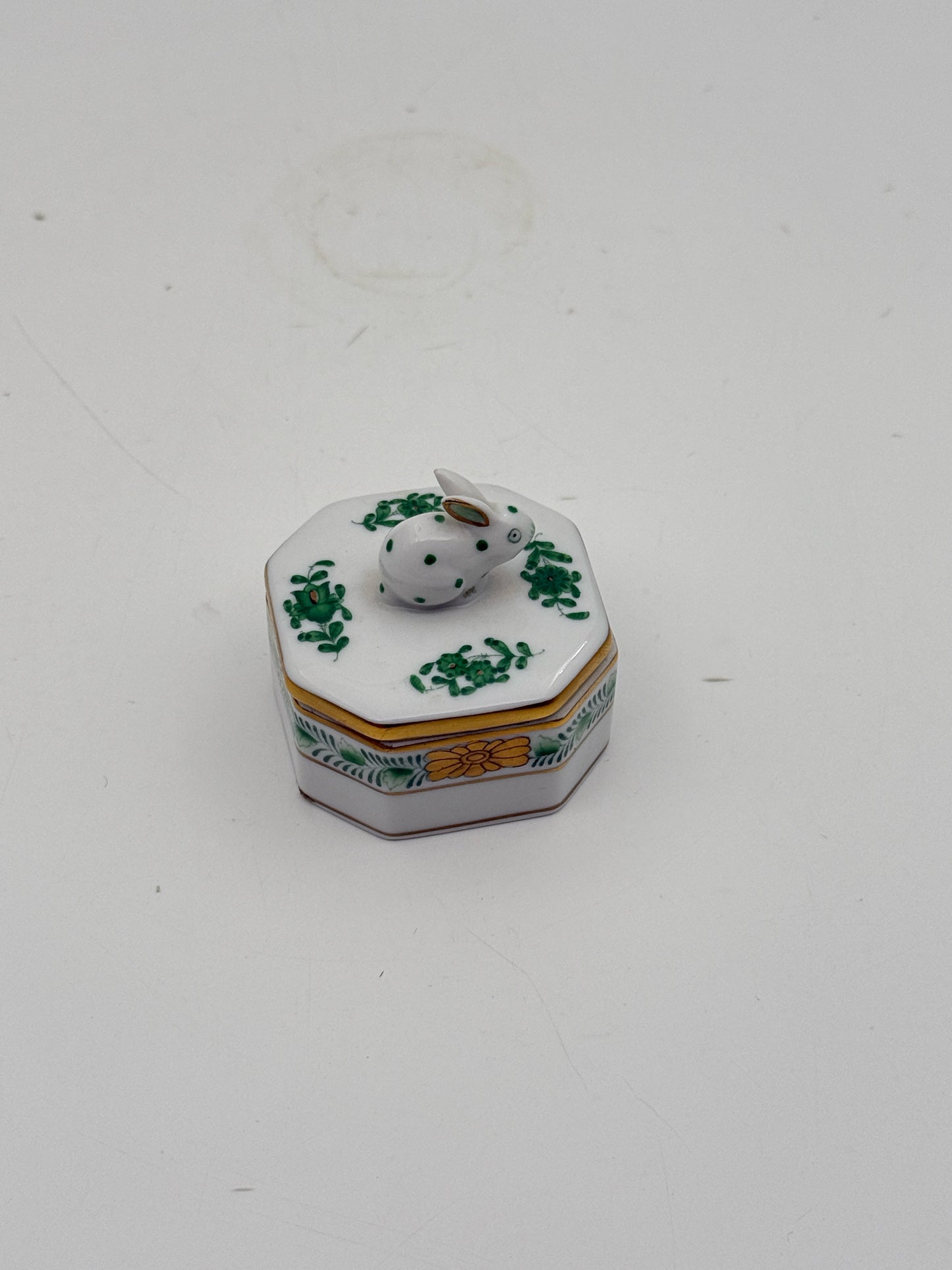 Herend Green Chinese Bouquet Rabbit Box