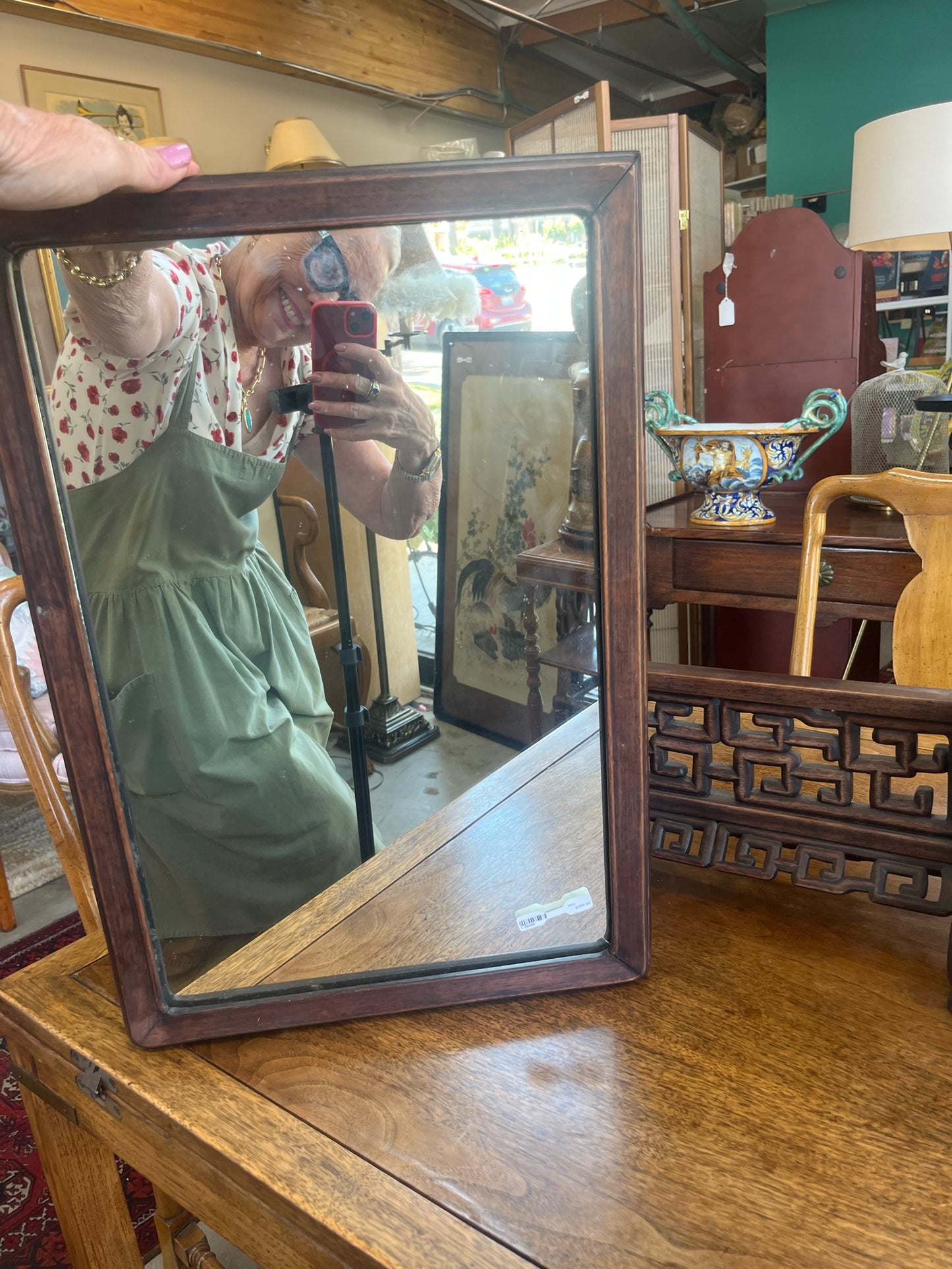 Chinese Hardwood Dressing Table Mirror