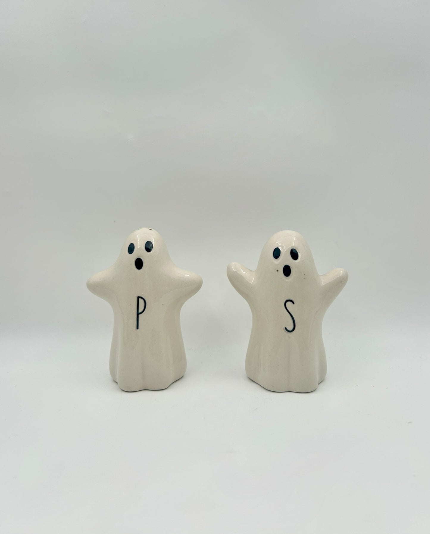 Halloween Ghost Salt & Pepper Shakers – Stoneware Set of 2