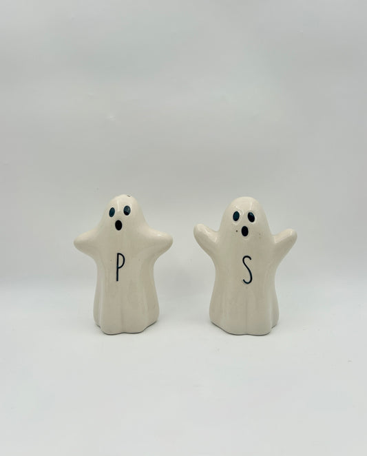 Halloween Ghost Salt & Pepper Shakers – Stoneware Set of 2
