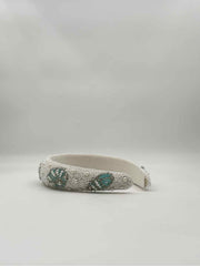 Coastal White Beaded Headband – Shell & Pearl Motif