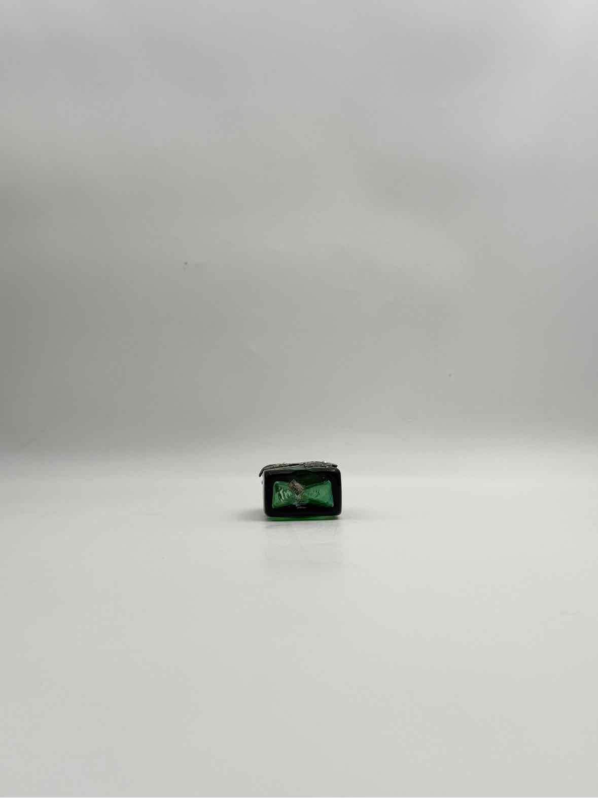 Antique Green Perfumer With Sterling Silver Overlay