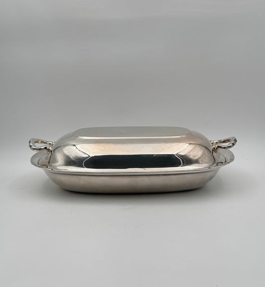 Silverplate Rectangular Covered Serving Dish with Side Handles