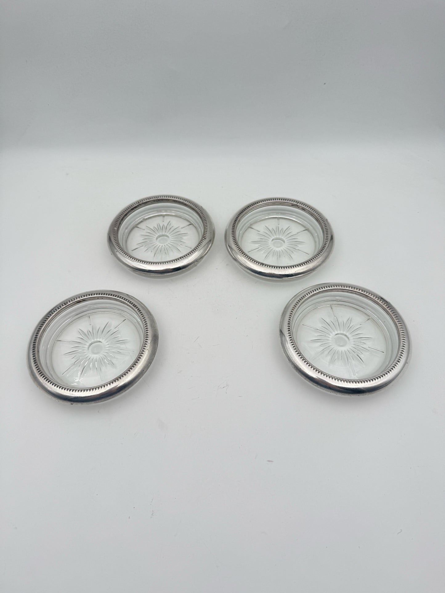 Silverplate Crystal Drink Coasters Made In Italy