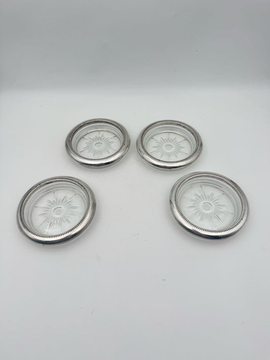Silverplate Crystal Drink Coasters Made In Italy