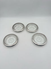 Silverplate Crystal Drink Coasters Made In Italy