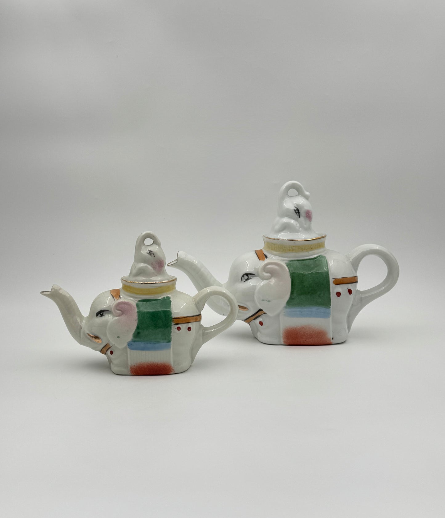 Pair of Chinese Elephant Porcelain Teapots – Large & Small