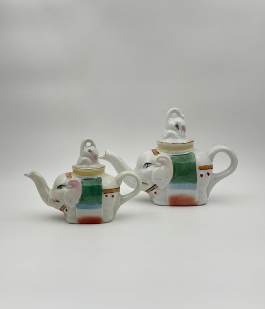 Pair of Chinese Elephant Porcelain Teapots – Large & Small