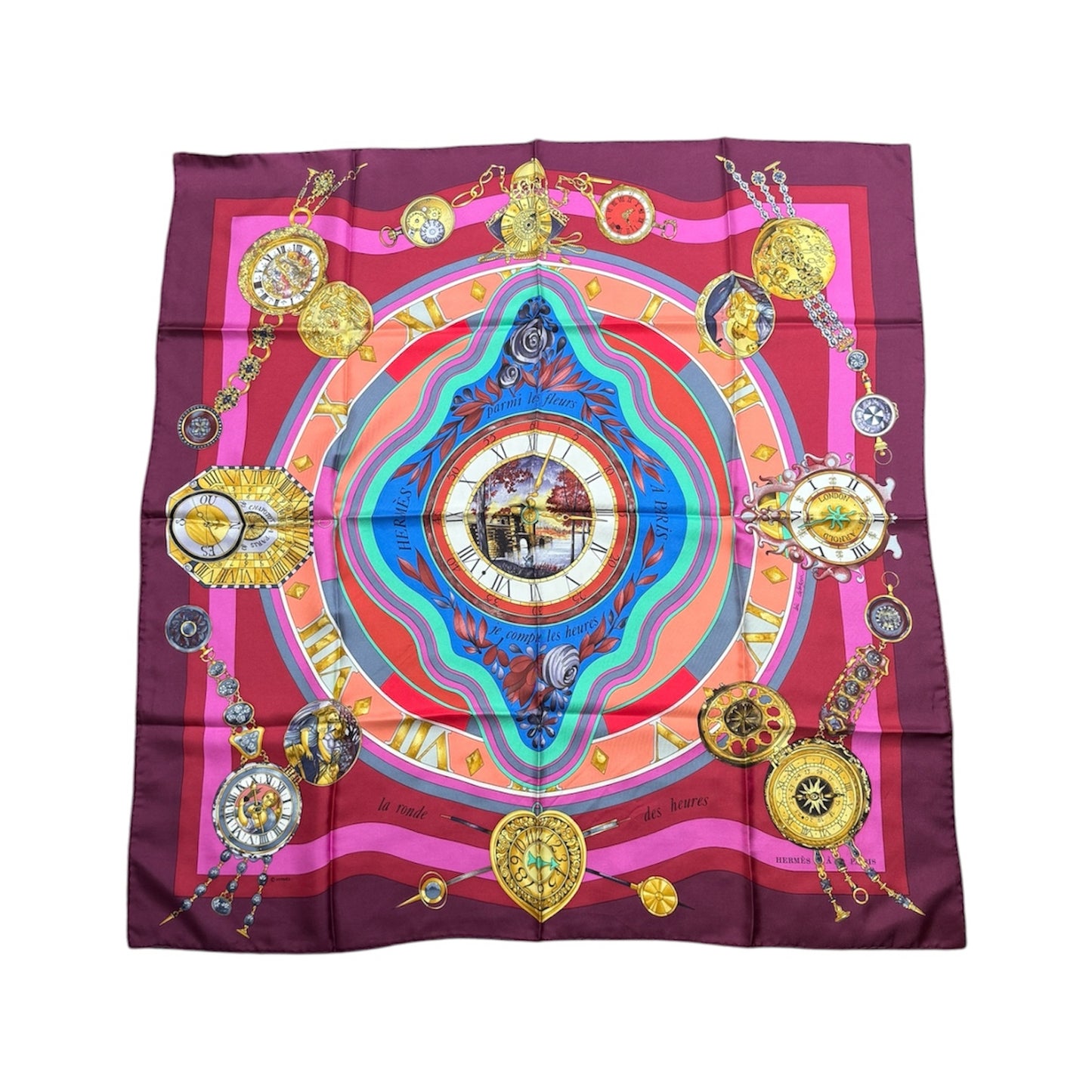 Hermes "La Ronde des Heures" Scarf By Loic Dubigeon