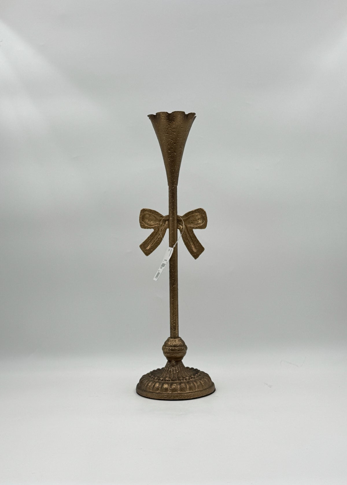 RAZ Imports Gold Fluted Bow Candlestick Holders – Set of 2 Iron Taper Holders