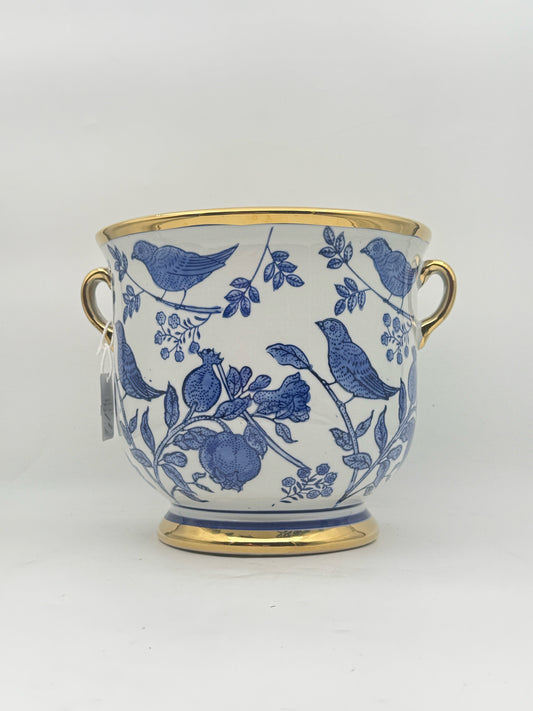 Blue And White Bird Cachepot