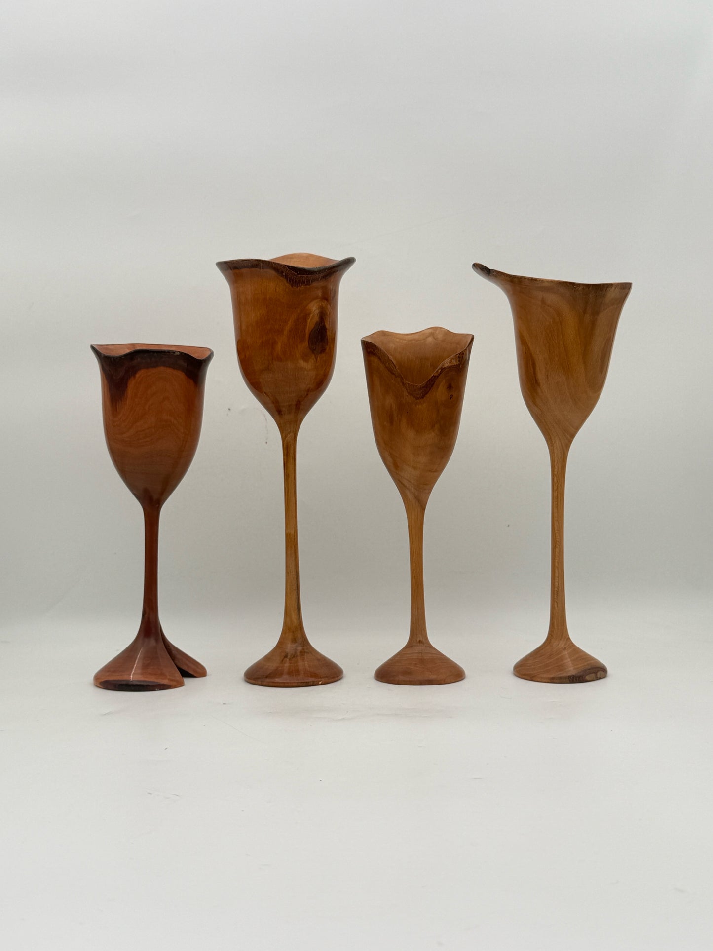 Hand Turned Wood Wine Glasses- Set Of 4