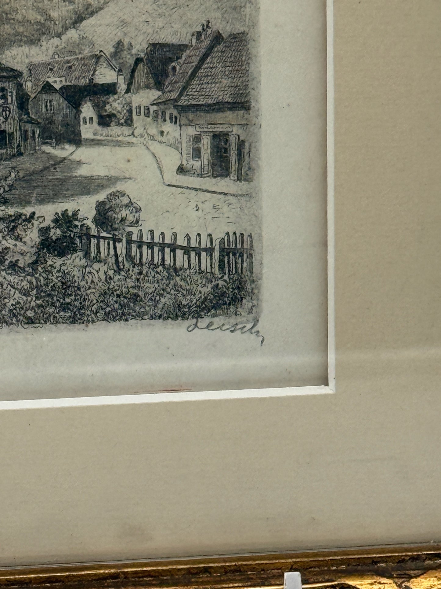 Framed Austrian Etching By Hans Liesch