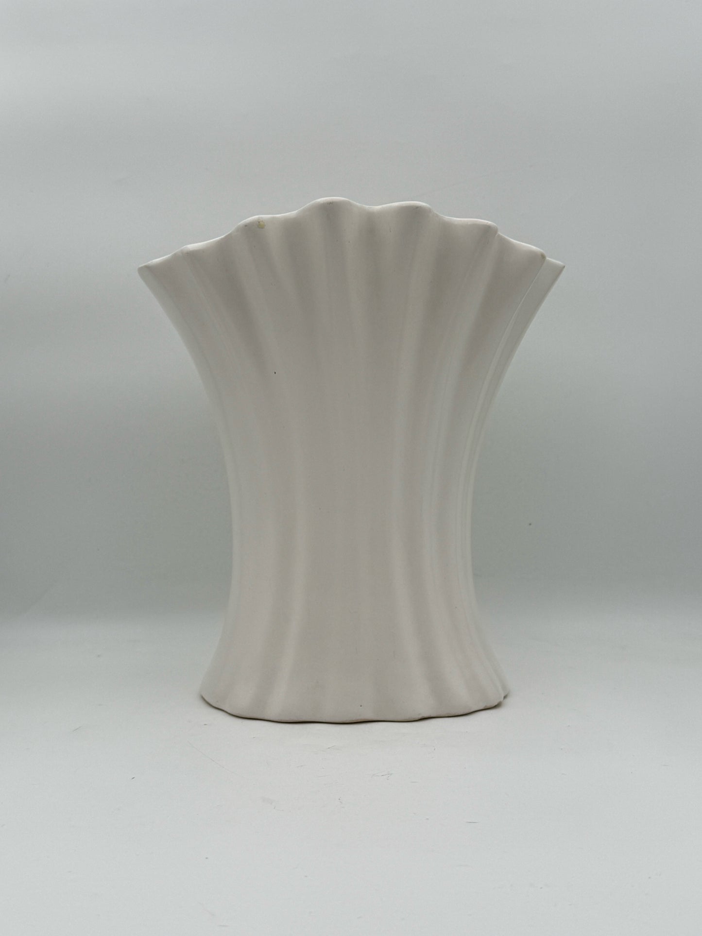 Large White Ruffle Bauer Vase
