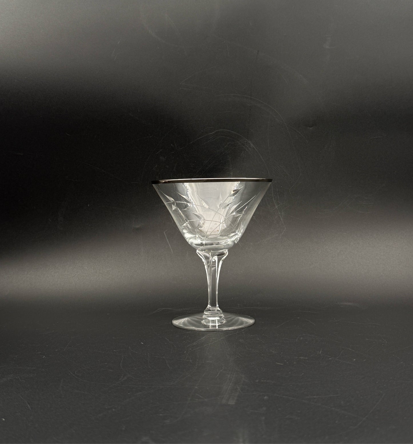 Fostoria Silver Rimmed Martini Glasses- Set Of 6