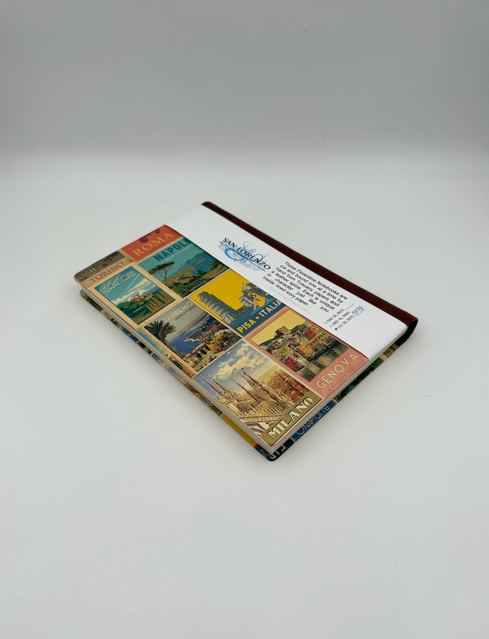 Hardcover Notebook – Italian Cities with Brown Leather Binding