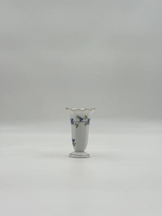 Herend Mini Bud Vase Hand-Painted Blue Cornflower with Gilt Trim Decor