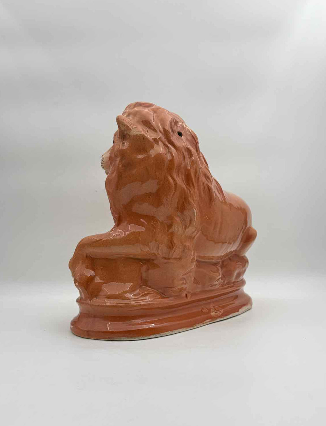 Antique Victorian Staffordshire Style Pair Ceramic Lions Decor