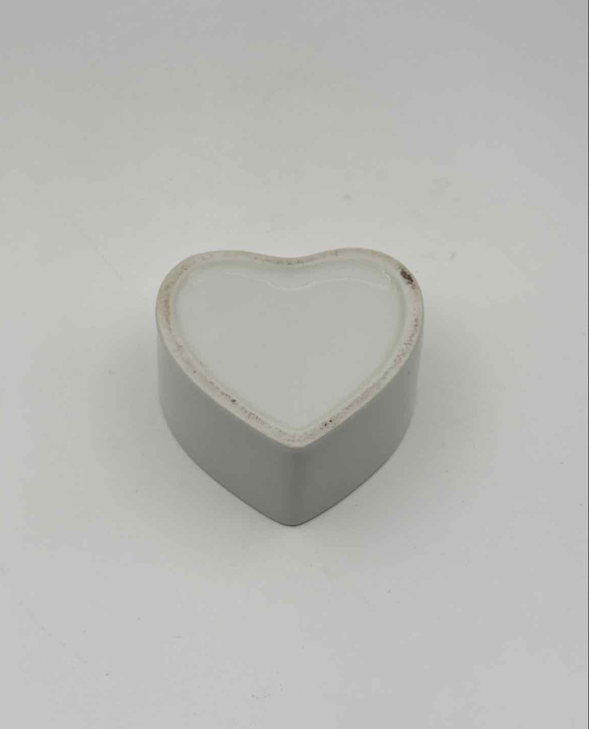 Vintage Shamrock Heart Shaped Porcelain Trinket Box Lucky Clover Decor