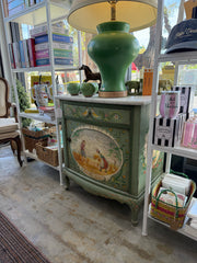 Italian Marble Top Painted Cabinet With Drawer