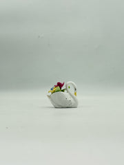 Miniature Swan With Flowers Figurine