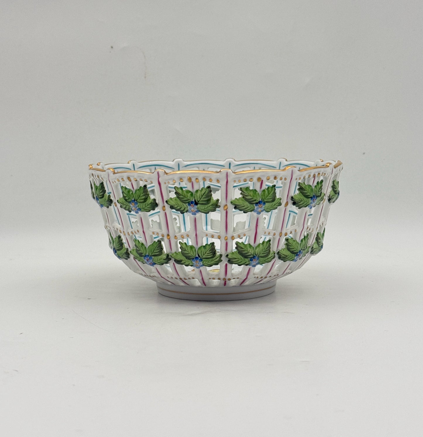 Herend Rothschild Pierced Ceramic Bowl