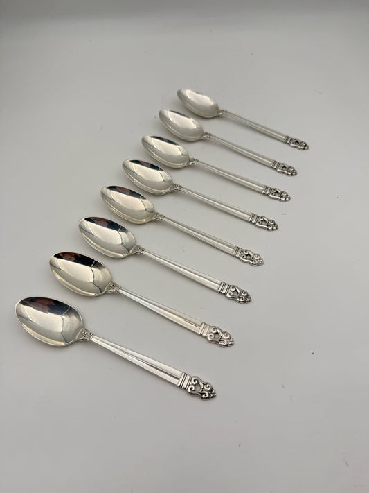 Royal Danish Set Of Eight Sterling Silver Spoons