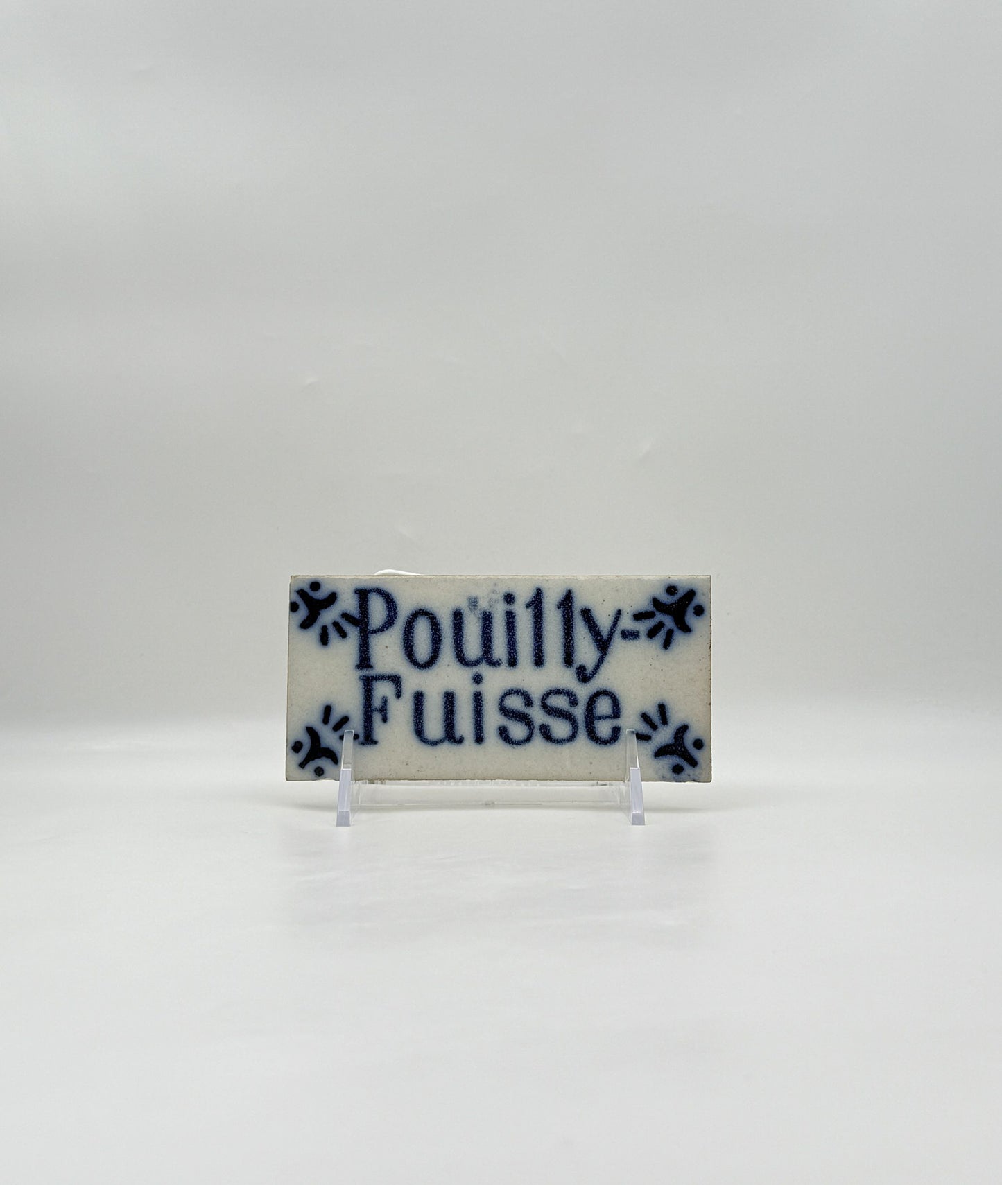 Vintage Pouilly-Fuissé Blue White Wine Tile France Ceramic